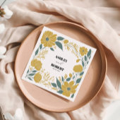 バターカップ黄モダンフローラ結婚ズ スタンダードカクテルナプキン