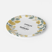 バターカップ黄モダンフローラ結婚ズ ペーパープレート (アングル)