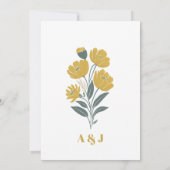 バターカップ黄モダン色フローラ保存日 招待状 (裏面)