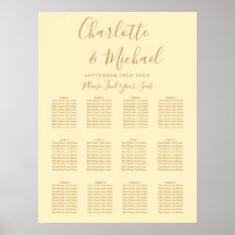 バターカップ黄色と金ゴールド結婚の座席表
