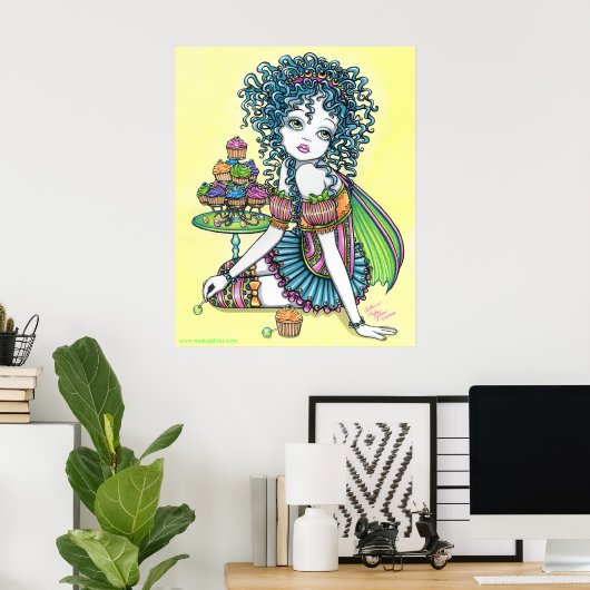 「バターカップ」かわいいカップケーキ妖精のポスター ポスター (ホームオフィス)