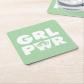 バターカップ：ガールパワー スクエアペーパーコースター (アングル)