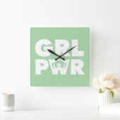 バターカップ:ガールパワー スクエア壁時計 (ホーム)