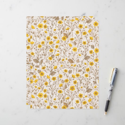 バターカップ、黄色と茶色 (正面/裏面インサイチュ)