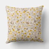 バターカップ、黄色と茶色 クッション (裏面)