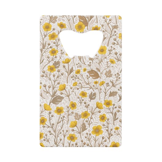 バターカップ、黄色と茶色 クレジットカード栓抜き (正面)