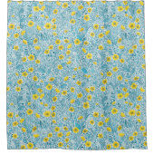 バターカップ，黄，青，白 シャワーカーテン (正面)