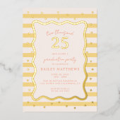 バターカバナおもしろいイエロー卒業パーティー 箔招待状 (正面)