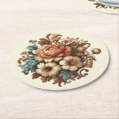 バタークリファンシーームフローラ紙コースター ラウンドペーパーコースター (アングル)