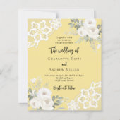 バタークリームイエローホワイトレース結婚式招待状 (正面)