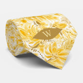 バタークリームイエロー ボタニカル モノグラム ネクタイ (ロール)