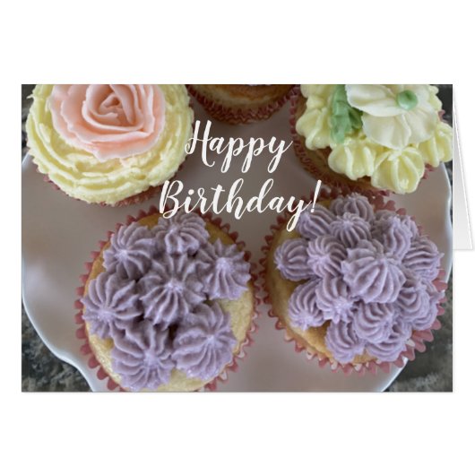 バタークリームパイピングカップケーキあなたの誕生日 (正面横)