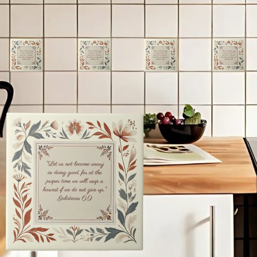 バタークリームファームハウスフローラフレームバイブルバース タイル