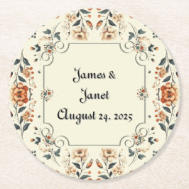 バタークリームフローラカスタマイズ可能コースター ラウンドペーパーコースター