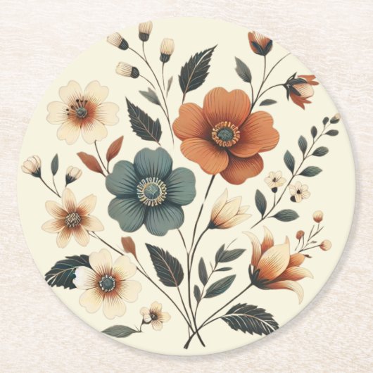 バタークリームフローラ紙コースター ラウンドペーパーコースター (正面)