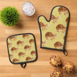 バタースコッチイエローカートルパタン 鍋つかみ&鍋敷きセット