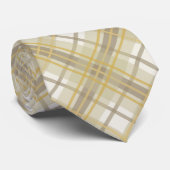 バタースコッチ、タンとクリームプレイド ネクタイ (ロール)