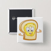 バタートーストのキャラクター　幸せなパン 缶バッジ (正面&裏面)