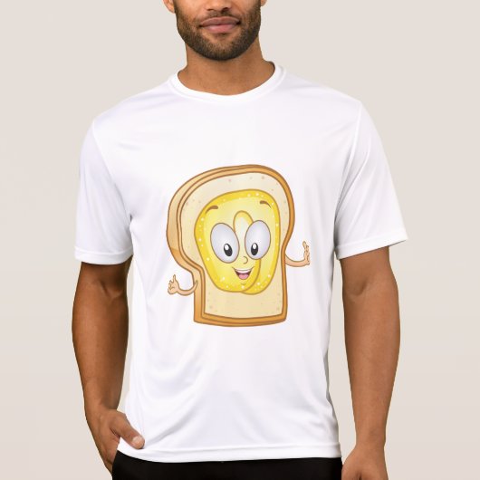 バタートーストのキャラクター 幸せなパン Tシャツ (正面)