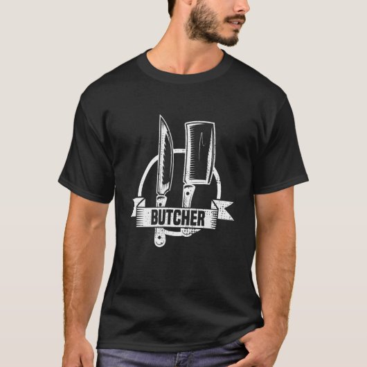 バターナイフ 肉切り 動物 食品 解体 Tシャツ (正面)