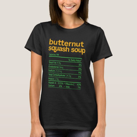 バターナッツカボチャのスープ栄養事実感謝祭 Tシャツ (正面)