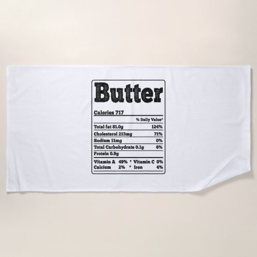 バターファクト成分おもしろいグルメThanksgivin ビーチタオル (正面)