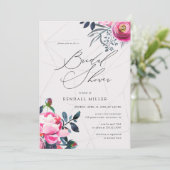 バターフィールド フラワー ウォーターカラー ジオ ブライダル シャワー 招待状 (スタンド正面)