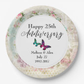 バターフェリーとヴィンテージバラ記念日 ペーパープレート (正面)