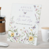 バターフライパープルフローラブライダルシャワーアドバイスゲーム 台座サイン (インサイチュ)