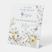 バターフライパープルフローラブライダルシャワーキスゲーム 台座サイン (正面)