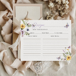 バターフライパープルフローラブライダルシャワーレシピカード