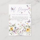 バターフライパープルフローラブライダルシャワーレシピ エンクロージャーカード (正面)