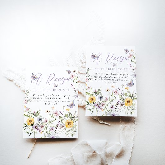 バターフライパープルフローラブライダルシャワーレシピ エンクロージャーカード