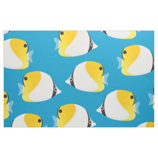バターフライ魚熱帯魚プリント模様 ファブリック (ファットクウォーター)