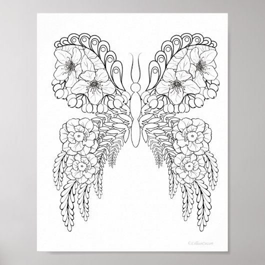 バターフラワー#1カラーリングポスター ポスター (正面)