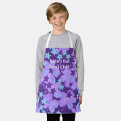 バターフリビスカスハワイアンハイビスカスバタフライパープル エプロン (着用した状態)