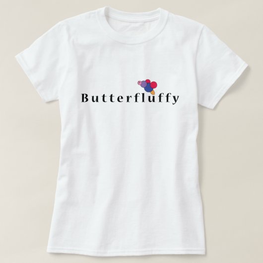 バターフワフワ：かわいいフード好きの鳥Tシャツ Tシャツ (デザイン正面)