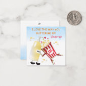 バターポップコーンおもしろいプンカップルバレンタイン ノートカード (正面/裏面インサイチュ)