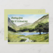 バターミア湖、イングランド 水彩画 ポストカード (正面/裏面)