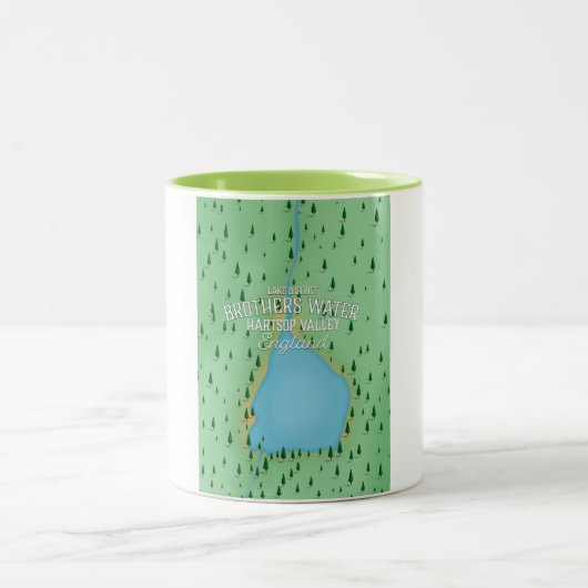 バターミア湖、湖地方旅行ポスター ツートーンマグカップ (中央)