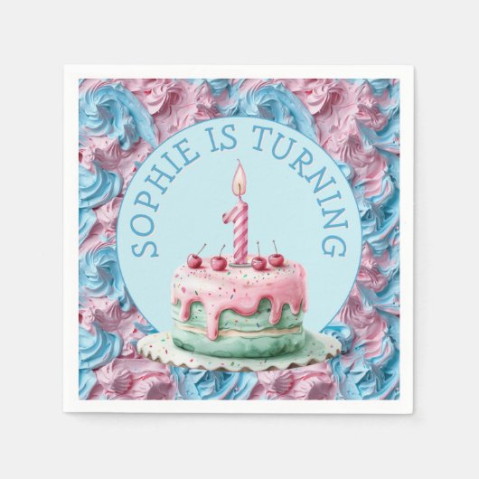 バターミシングパーティー誕生日 スタンダードカクテルナプキン (正面)