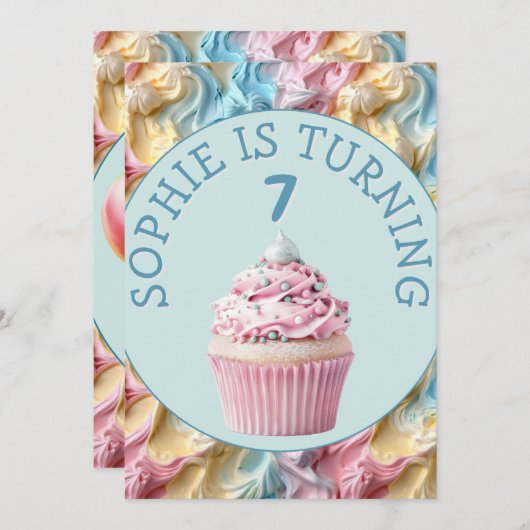 バターミシングパーティー誕生日 招待状 (正面/裏面)