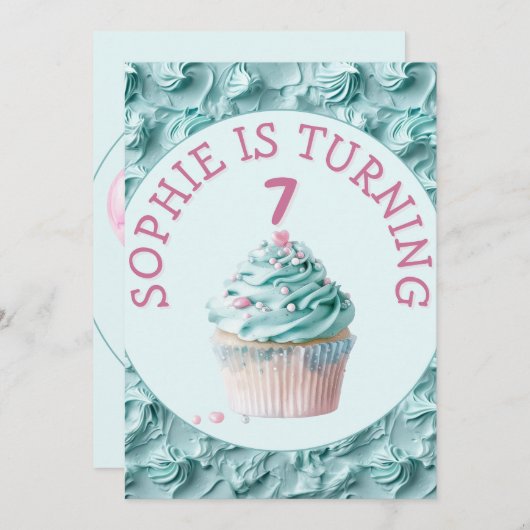 バターミシングパーティー誕生日 招待状 (正面/裏面)