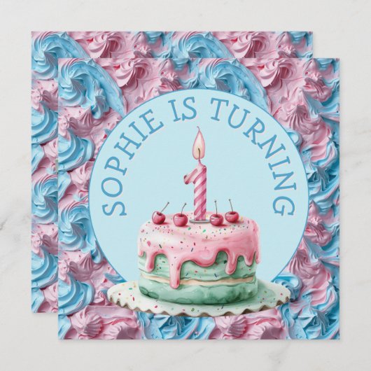 バターミシングパーティー誕生日 招待状 (正面/裏面)