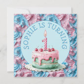 バターミシングパーティー誕生日 招待状 (正面)