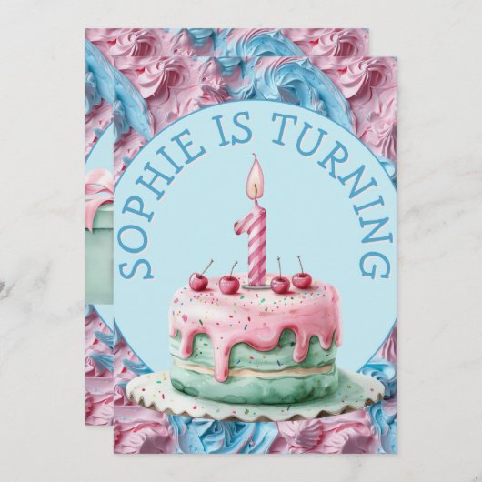 バターミシングパーティー誕生日 招待状 (正面/裏面)