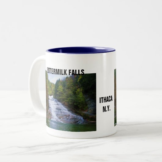 バターミルクの滝、ITHACA、ニューヨークのマグ ツートーンマグカップ (正面左)