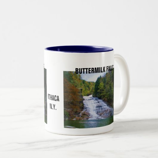 バターミルクの滝、ITHACA、ニューヨークのマグ ツートーンマグカップ (正面右)