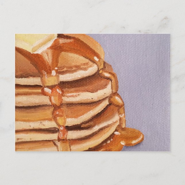 バターミルクパンケーキShortstackの朝食の絵画 ポストカード (正面)