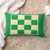 バターミルク市松模様にデザインオン緑 ランバークッション (ブランケット)